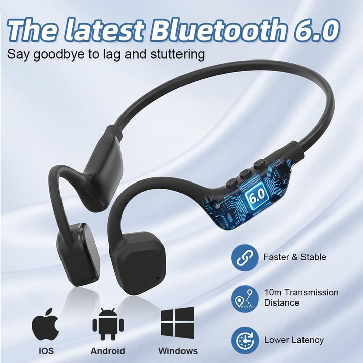 Knochenschall Kopfhörer, Open Ear Bluetooth 6.0 Kopfhörer Kabellos, 14 Std Wiedergabe Bone Conductio