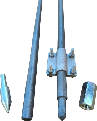 Tiefenerder Erder Erdung Staberder feuerverzinkt Ø20mm 1500mm 1,5m SET Längenauswahl (SET 6000mm 4x1