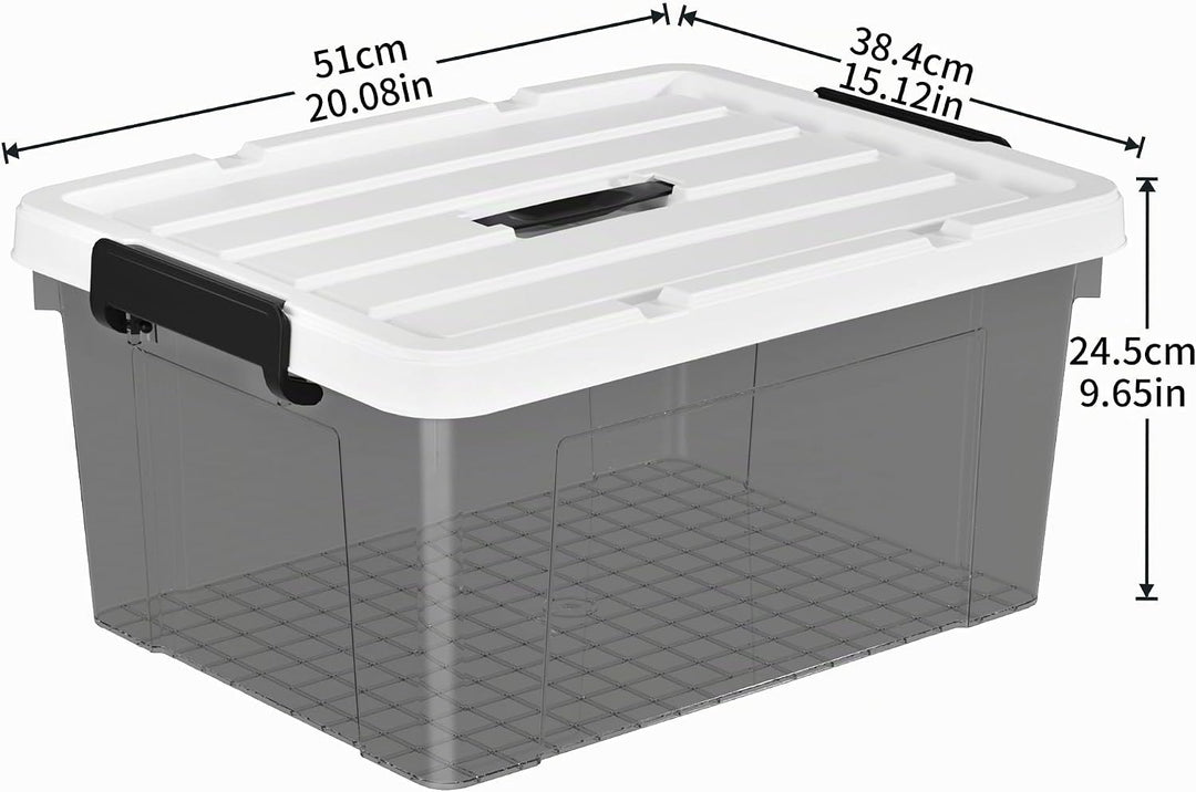 Cetomo,35L,3er-Pack, Aufbewahrungsbox mit deckel,Aufbewahrungsboxen, mit Clips, stapelbar, Wohnzimme