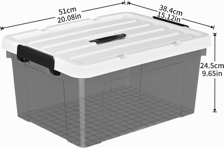 Cetomo,35L,3er-Pack, Aufbewahrungsbox mit deckel,Aufbewahrungsboxen, mit Clips, stapelbar, Wohnzimme
