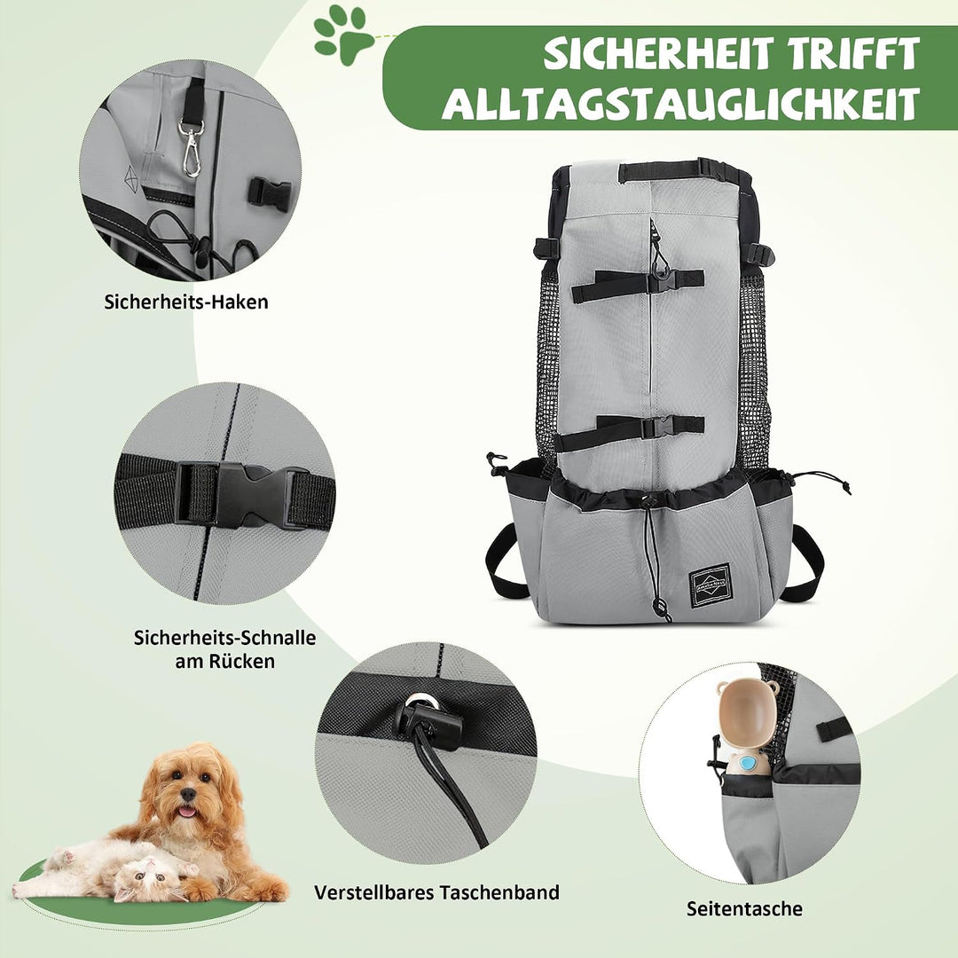 ALLSOPETS Hunderucksack Tragetasche Verstellbar für Kleine Mittelgrosse Hunde, Haustier Rucksack zum