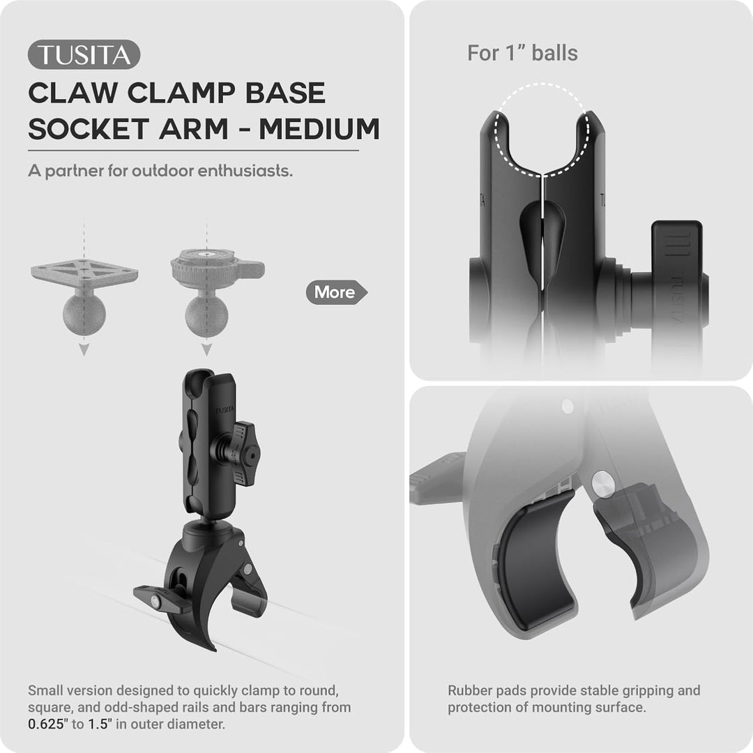 TUSITA Kleine Klaue Klemmbasis mit Doppelgelenk Arm Mittler - 1" B Grösse Medium Arm, Medium Arm