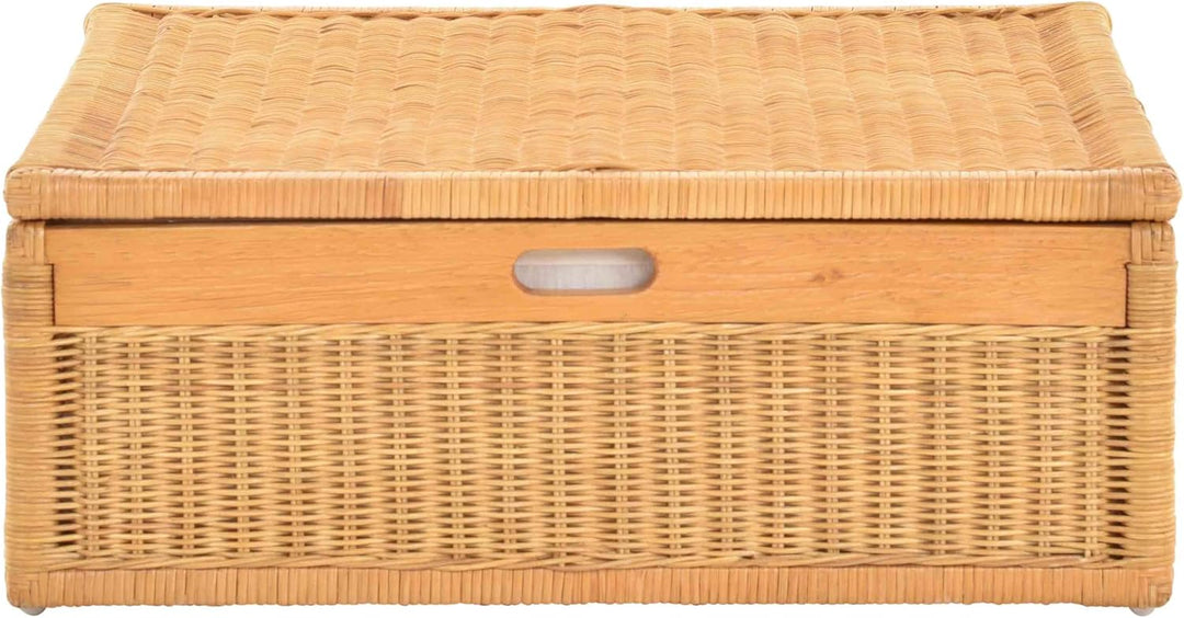 Grosser Unterbett Schub aus Rattan 64x58x25cm / Unterbettkommode mit Deckel, Bett Kasten Korb Kleide