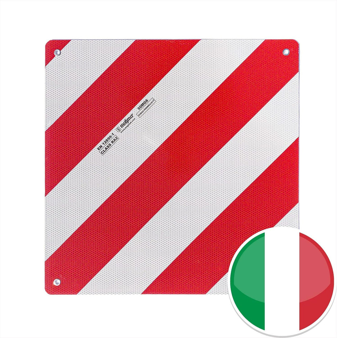 MAGMA Warntafel für hinten, Italien. Für Fahrradträger, Heckträger, Anhänger, Warnschild für Wohnwag