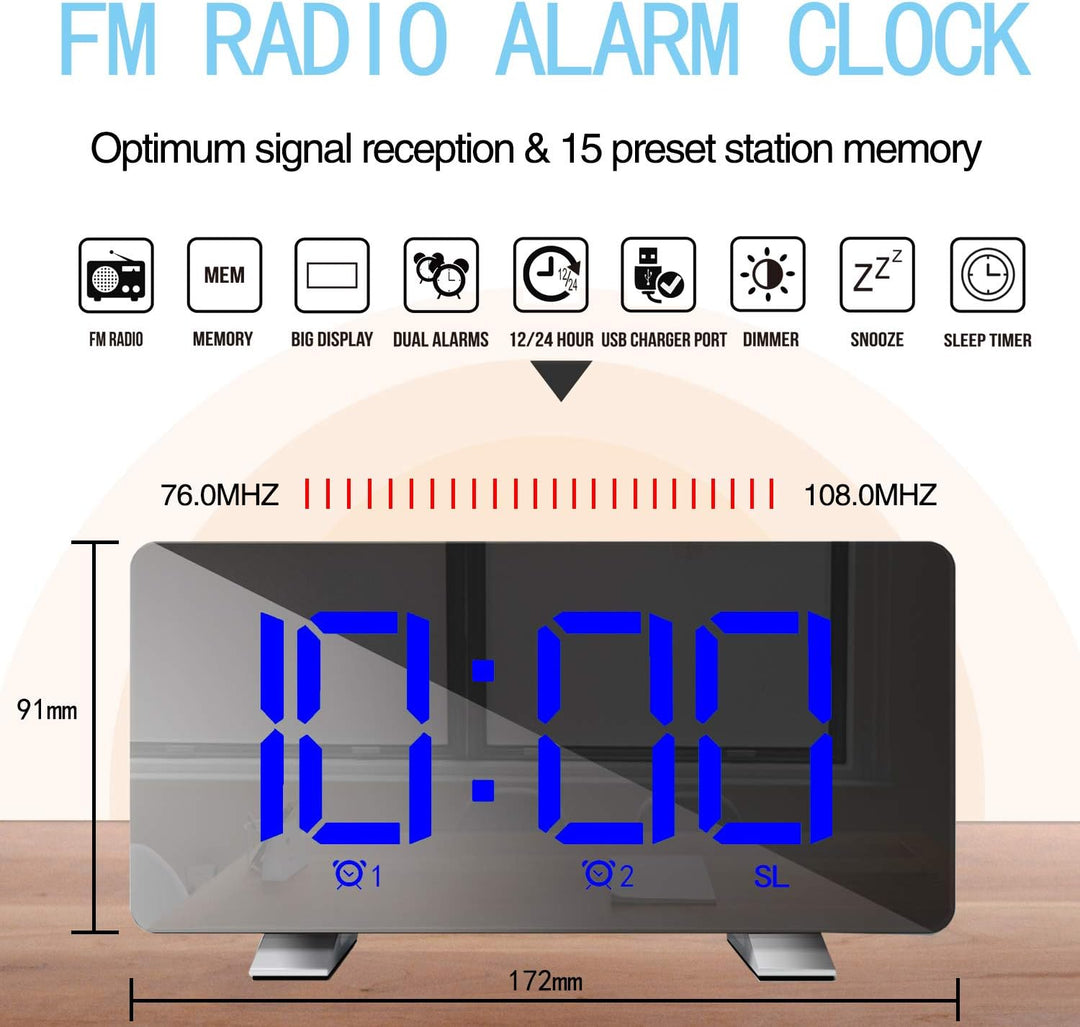 Lancoon Digitaler Radiowecker für das Schlafzimmer Einstellbare Helligkeit und Lautstärke Schlummern