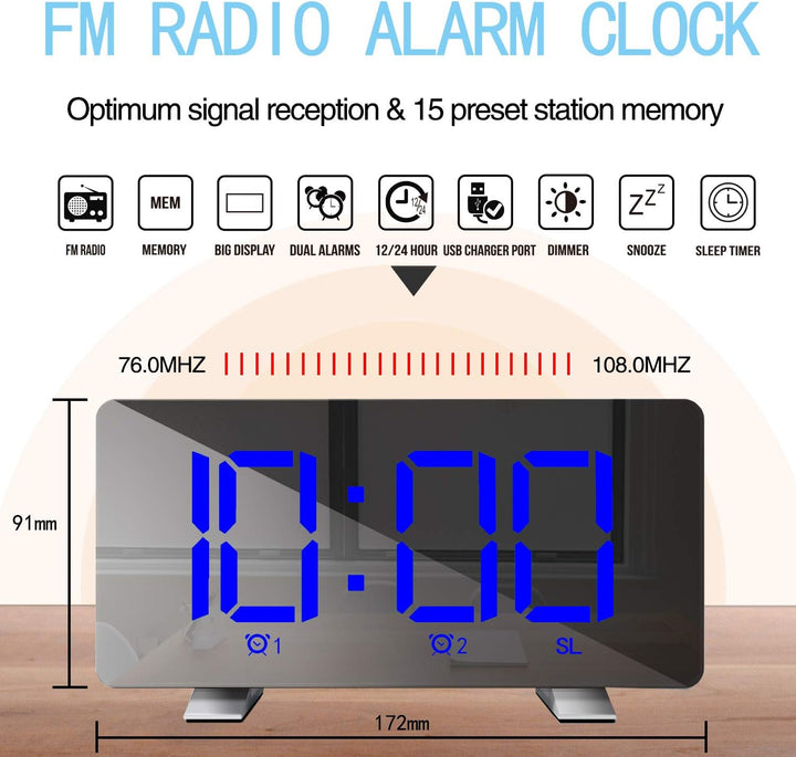 Lancoon Digitaler Radiowecker für das Schlafzimmer Einstellbare Helligkeit und Lautstärke Schlummern