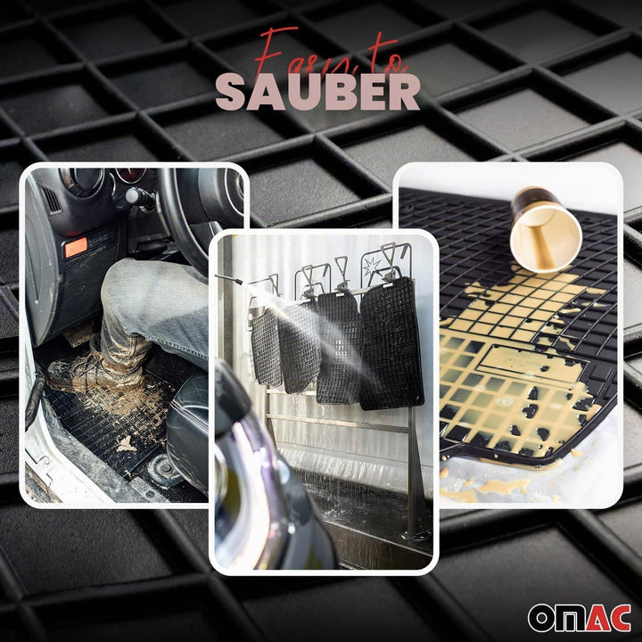 OMAC Gummi Fussmatten kompatibel mit FIAT 500 500C 2007-2020 Automatten Gummi Schwarz 4tlg Fussmatte