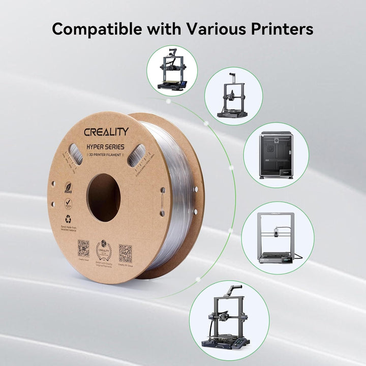 Creality Hyper PETG Filament 1,75mm (Schwarz), 2024 Neues 1kg 3D-Drucker Filament PETG Hochgeschwind