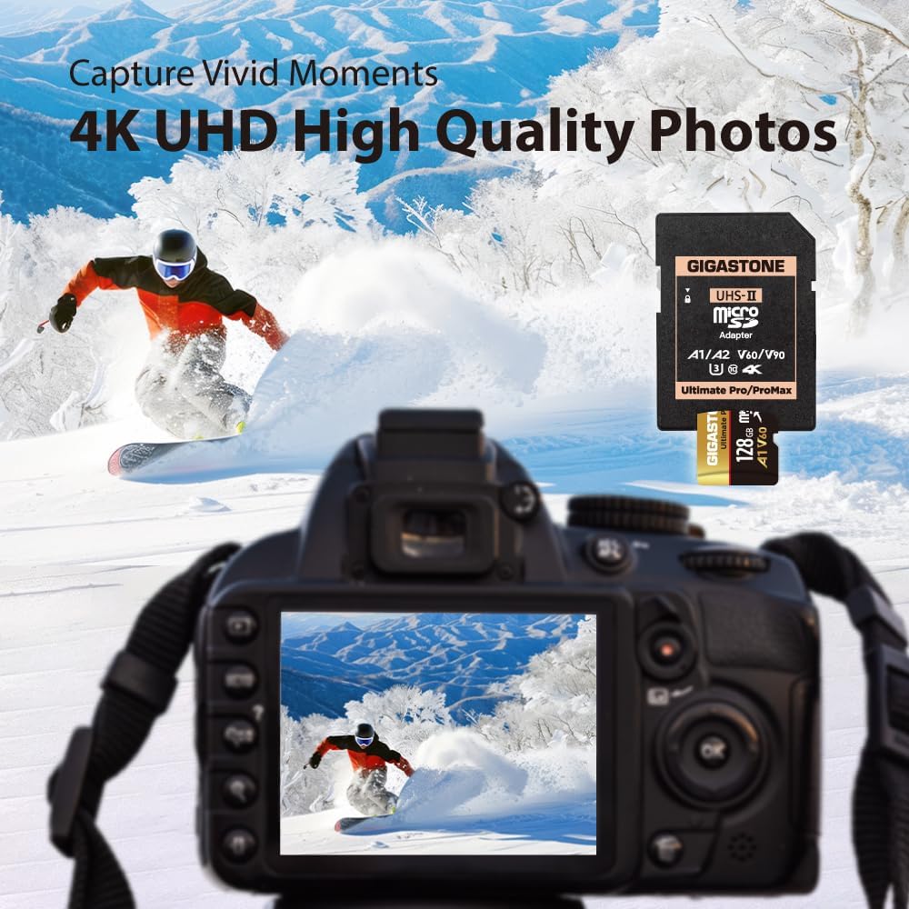 [5 Jahre kostenlose Datenwiederherstellung] GIGASTONE 128GB Micro SD Karte, Ultimate Pro, MicroSDXC