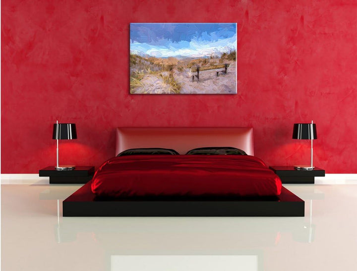 Pixxprint Blick auf das Meer als Leinwandbild/Grösse: 100x70 cm/Wandbild/Kunstdruck/fertig bespannt,