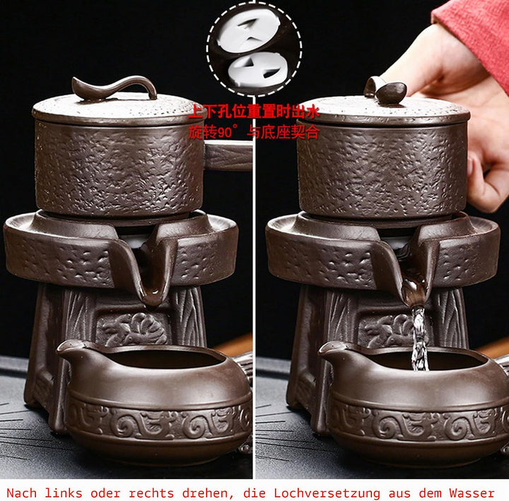 Chinesisches Gongfu-Tee-Geschenk-Set, automatisches Steinmühlen-Design, handgefertigte Keramik-Teeka
