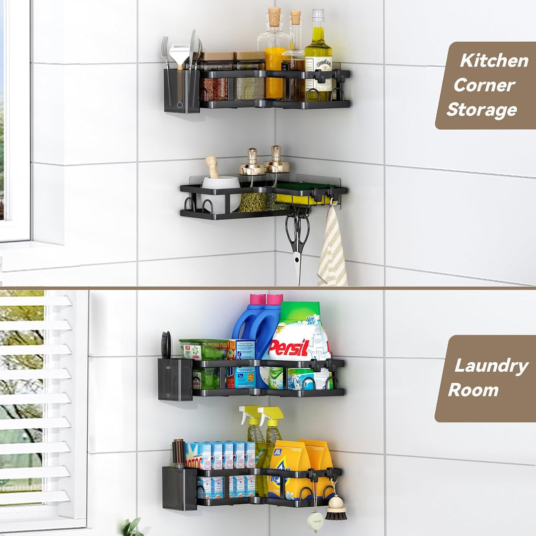 ZVZM Duschablage Ohne Bohren Ecke, Badezimmer Organizer 4 Stück, Shampoo Halterung für Dusche, Dusch