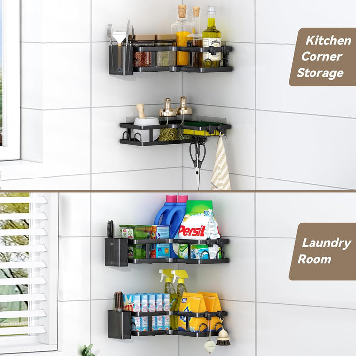 ZVZM Duschablage Ohne Bohren Ecke, Badezimmer Organizer 4 Stück, Shampoo Halterung für Dusche, Dusch