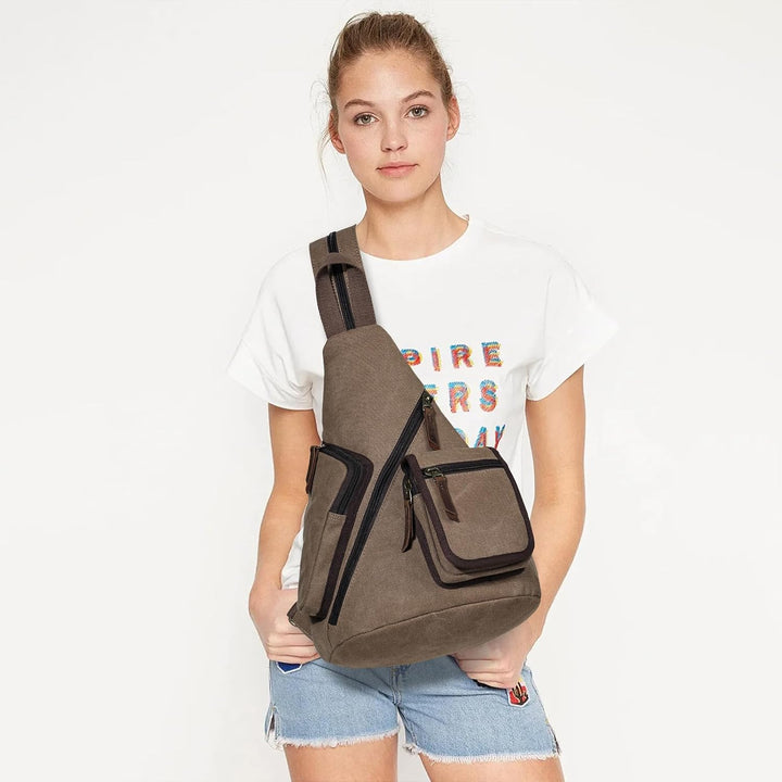 KL928 Canvas Sling Bag Herren und Damen, Crossbody Brusttasche Schulterrucksack Schultertasche Rucks
