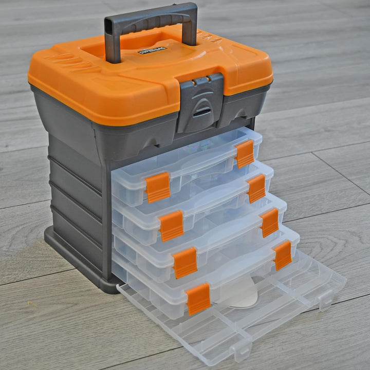 Werkzeug Organizer Koffer mit 4 Sortimentskasten Sortierbox Kleinteilkoffer SET Werkzeugkoffer Sorti