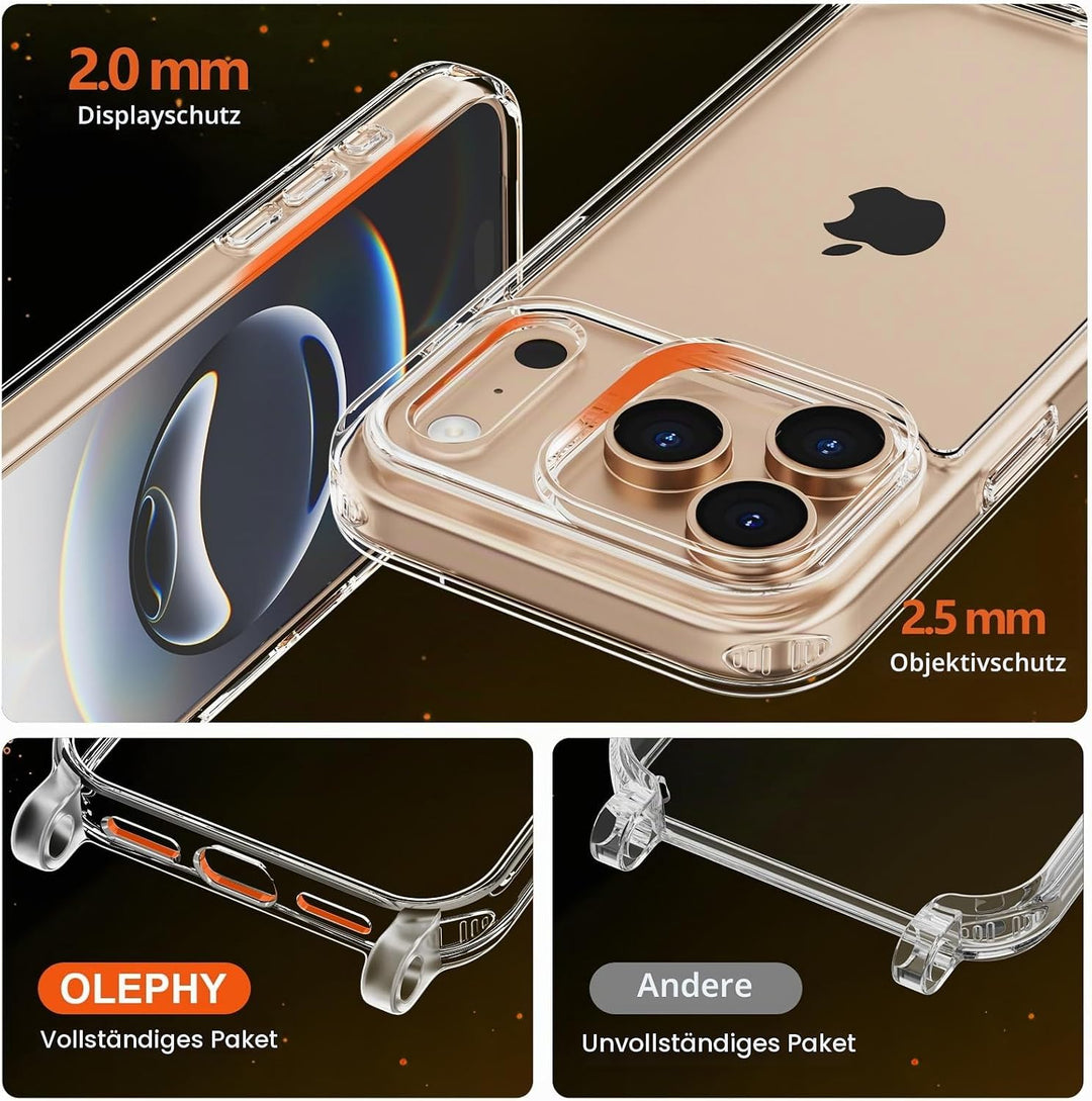 Handykette für iPhone 17 Pro Hülle mit Band, Necklace Handyhülle, Transparente Schutzhülle zum Umhän
