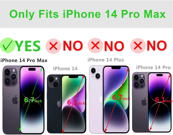 LENSUN Echtleder Hülle für iPhone 14 Pro Max, Handyhülle [Echtes Leder][Magnetverschluss][RFID Schut
