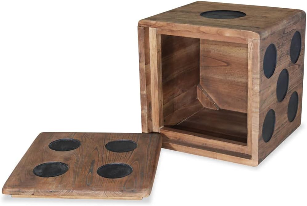 homiuse 40x40x40 cm Aufbewahrungskiste Mindi-Holz Würfel-Design Schatztruhe Schatzkiste Truhe mit De