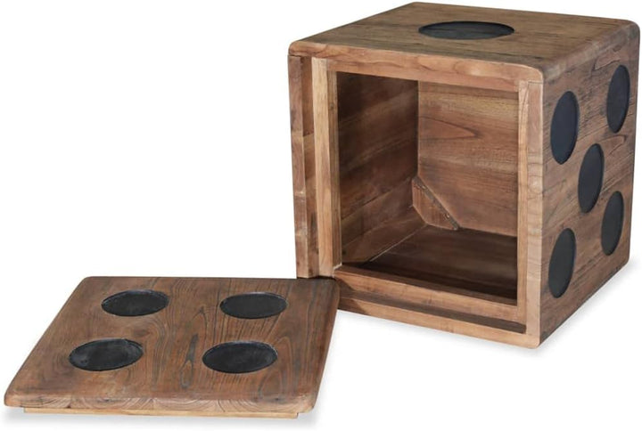homiuse 40x40x40 cm Aufbewahrungskiste Mindi-Holz Würfel-Design Schatztruhe Schatzkiste Truhe mit De