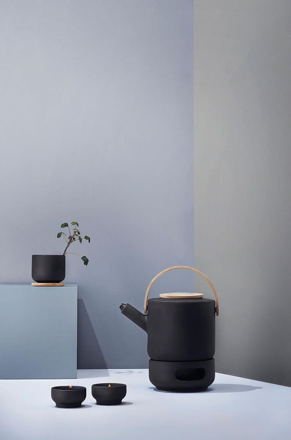 Stelton Theo Stövchen aus Stein, für Teelichter, schwarz, Nordic Design Stövchen Schwarz, Stövchen S