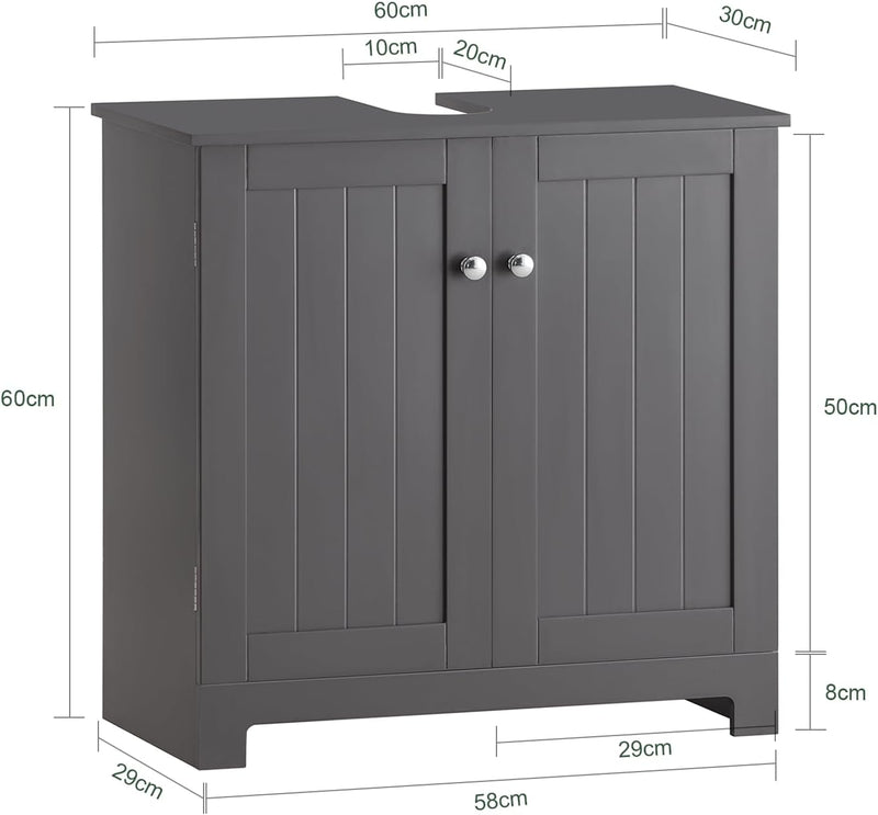 SoBuy BZR18-DG Waschbeckenunterschrank Badschrank Waschtisch Unterschrank Badmöbel dunkelgrau BHT ca