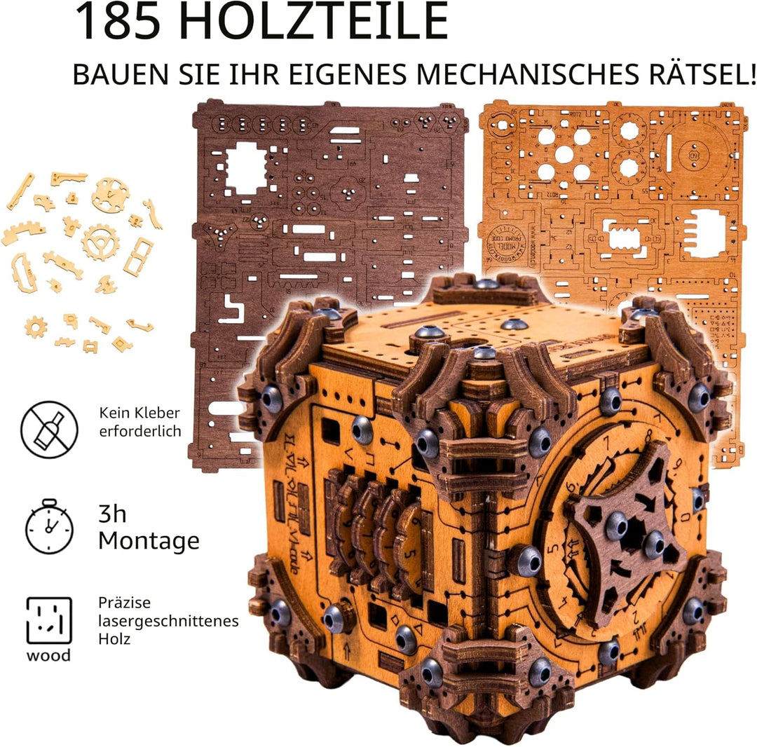 WOODEN.CITY Tesseract Holz Puzzle Box für Erwachsene – 3D Holzpuzzle Bausatz | Escape Room in a Box
