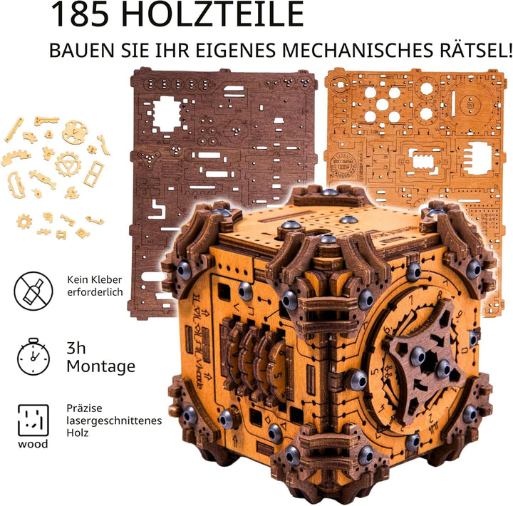 WOODEN.CITY Tesseract Holz Puzzle Box für Erwachsene – 3D Holzpuzzle Bausatz | Escape Room in a Box