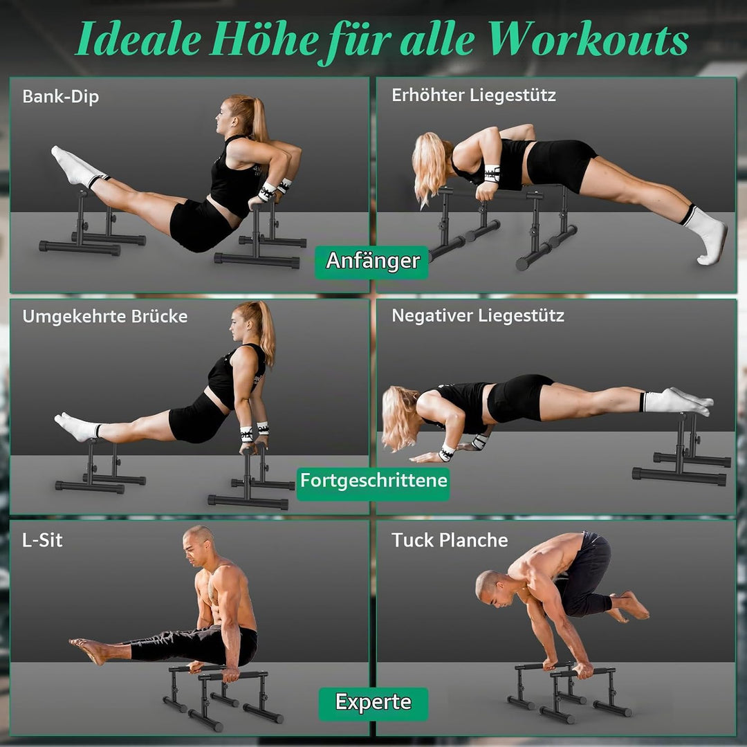 IMAYCC Verstellbare Parallettes Handstand Barrenm, 2 in 1 Push Up Bar Dip-Barren 19CM and 46CM Höhe,