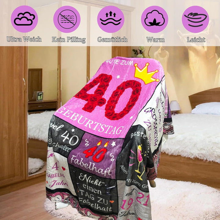 30 Geschenke für Frauen Decke, Flauschig Wohndecke,Geschenk 30. Geburtstag Frau Decke,Geburtstaggesc