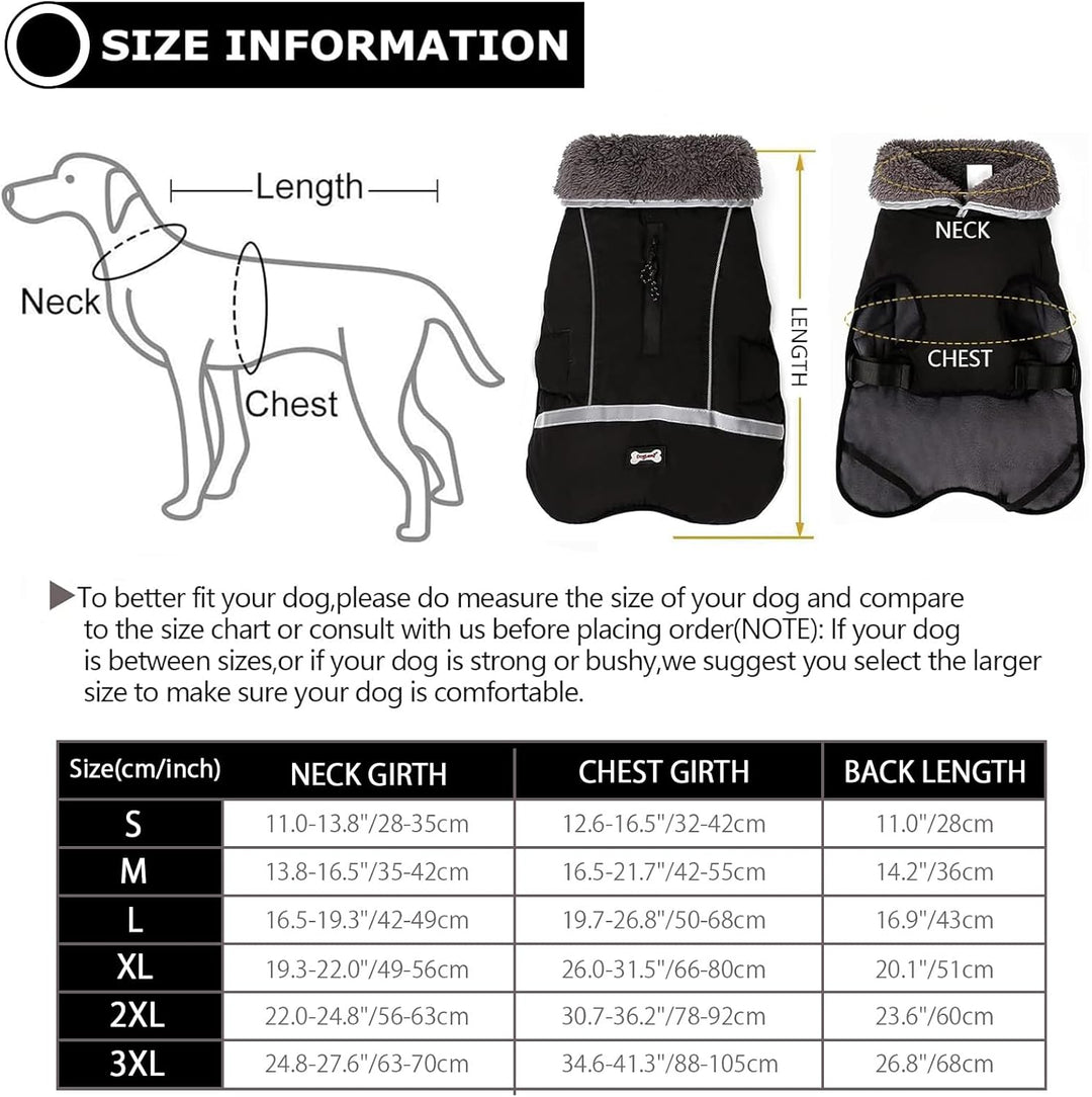 QBLEEV Hundewintermantel, warm, reflektierende Hundejacke, Rollkragen, wasserdicht, für kaltes Wette