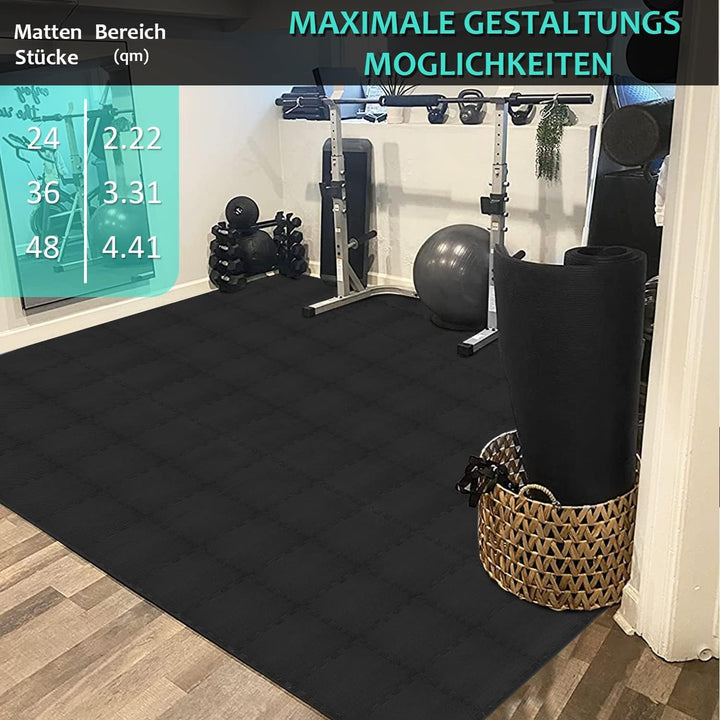 Bodenschutzmatte Fitness Set [31x31cm], 24/36/48 Puzzlematte, Eva Sportmatte Fitnessmatte rutschfest