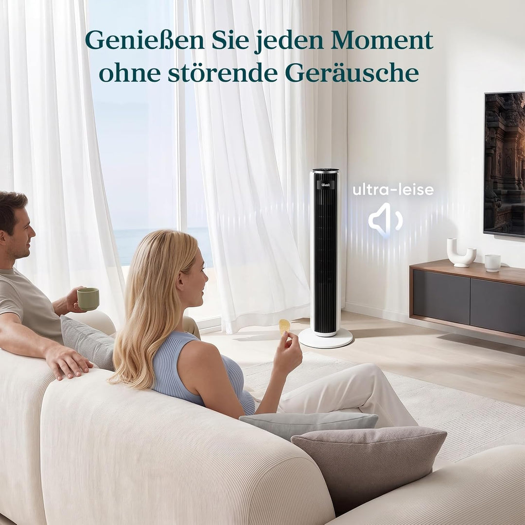 LEVOIT 28dB leiser Turmventilator mit Fortschrittlichem Schlafmodus,7m/s Ventilator mit Fernbedienun