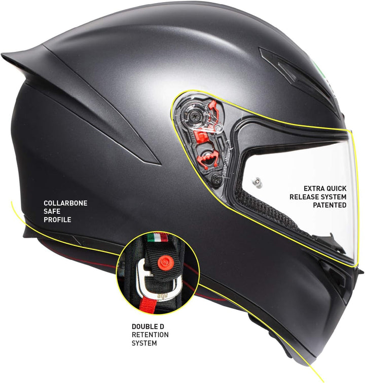 AGV K1 E2205 Helm, massiv, matt schwarz, Grösse 2XL Matt Schwarz XXL, Matt Schwarz XXL