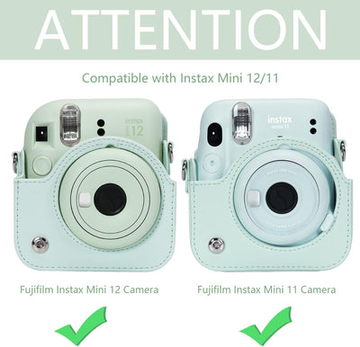 Aenllosi PU Leder Tasche Schutzhülle für Fujifilm Instax Mini 12/Mini 11 Sofortbildkamera Reisetasch