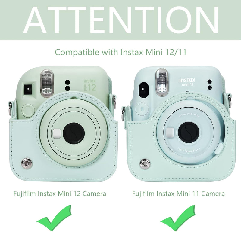 Aenllosi PU Leder Tasche Schutzhülle für Fujifilm Instax Mini 12/Mini 11 Sofortbildkamera Reisetasch