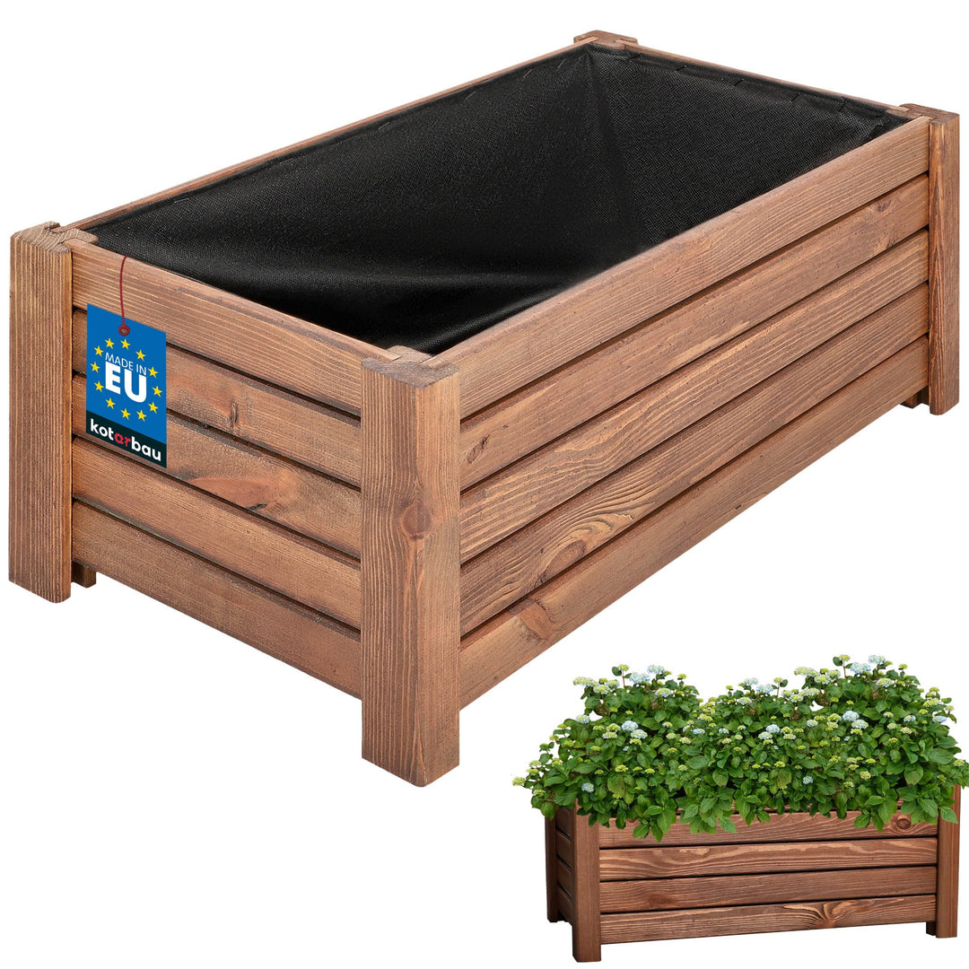 KOTARBAU® Blumenkasten - 60 x 33 x 25 cm - Pflanzkasten mit Vlies - Pflanzkübel gross aussen - Balko