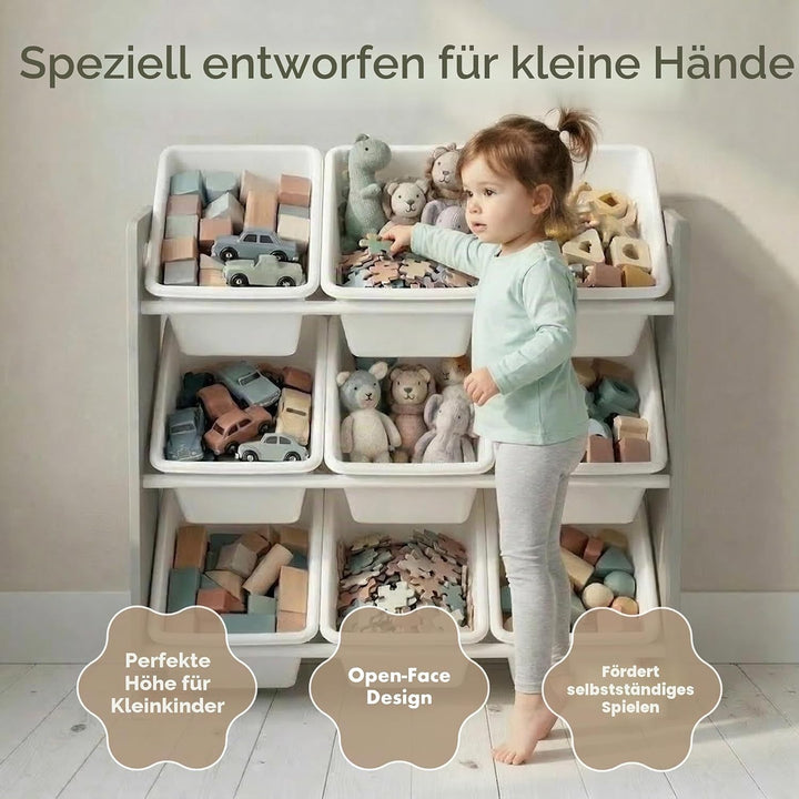 Humble Crew Kinderregal – Spielzeugregal mit 9 Aufbewahrungsboxen, Aufbewahrungsregal für Kinderzimm