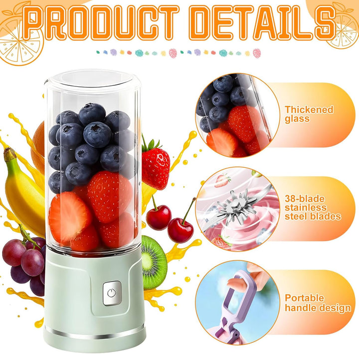 Fresh Juice Tragbarer Mixer,Smoothie Maker to go mit Trinkbecher,450ml Juice Mixer Shaker Blender Fl