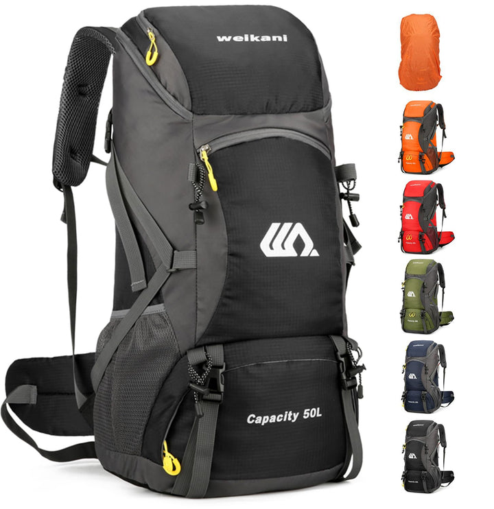 jianyana Wanderrucksack 50L Trekkingrucksack Regenhülle Reiserucksack Wasserdichter Campingrucksack
