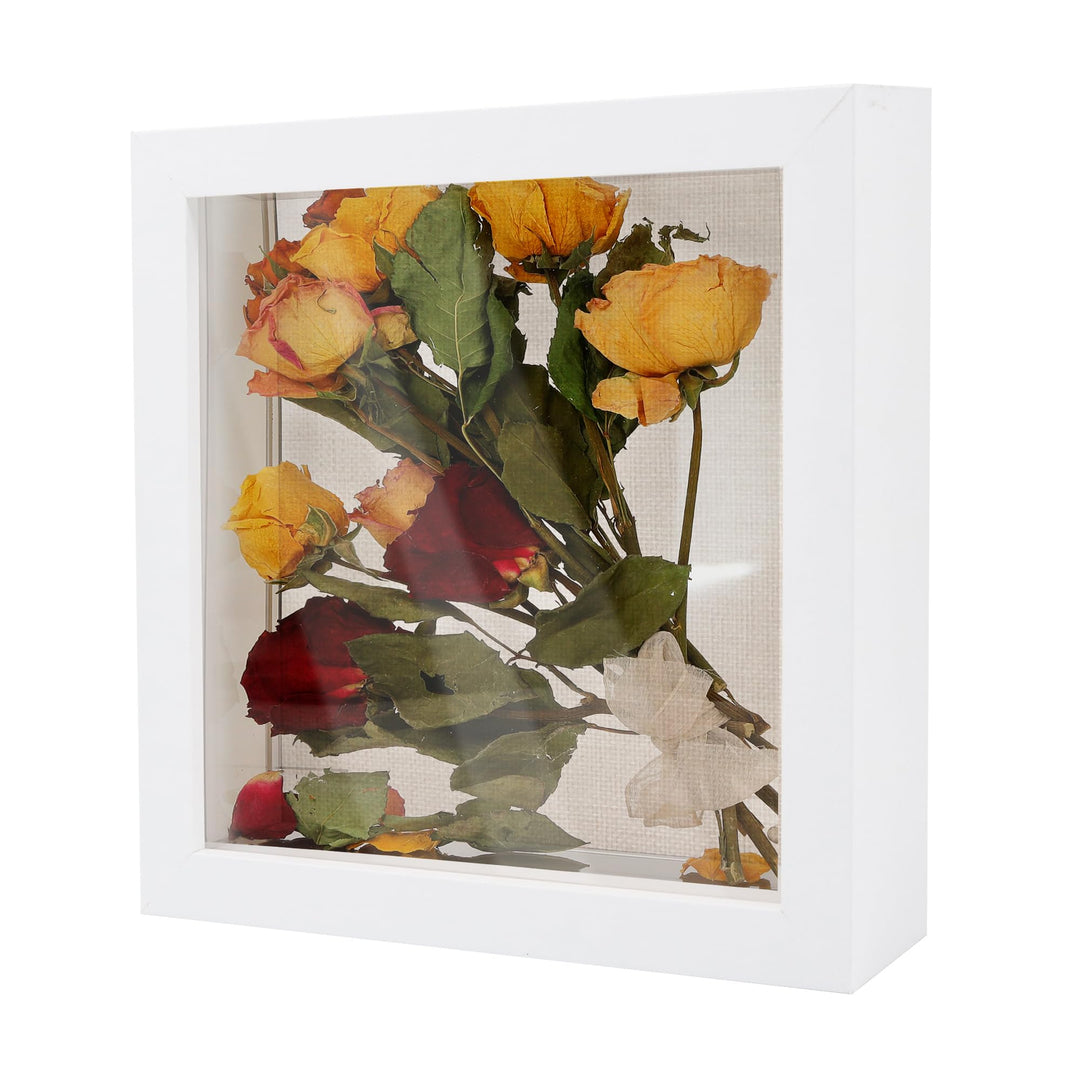 GraduatePro Bilderrahmen zum Befüllen Tief für Objektrahmen Weiss mit Glas Hochzeit 3D Box Deko Wand
