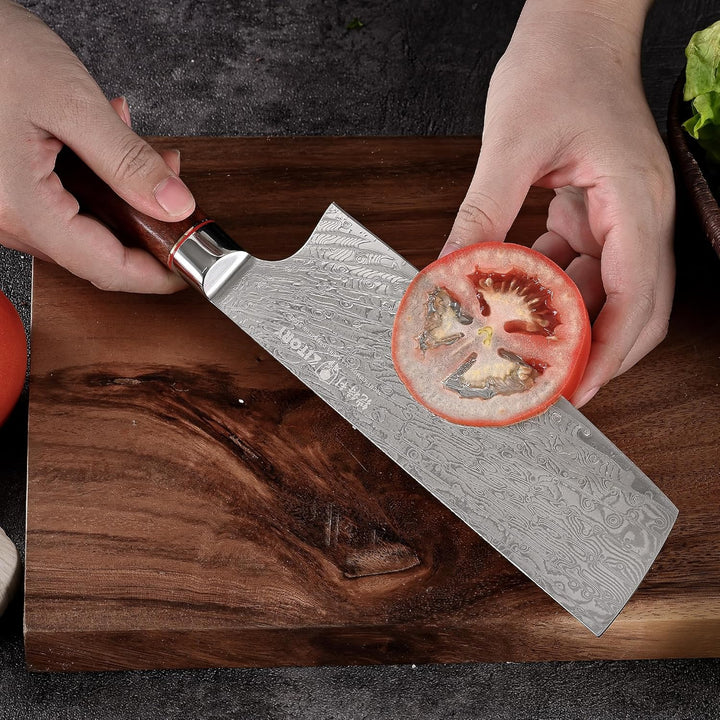 Kitory Kochmesser Nakiri Messer Damaststahl 73 Lagen Küchenmesser Damastmesser 18 cm Klinge Aus 10Cr