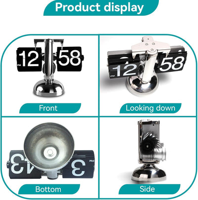 HERCHR Flip-Schreibtischuhr, Retro-Digital-Flip-Down-Uhr, Retro-Minimalist-Einfuss-mechanische Auto-