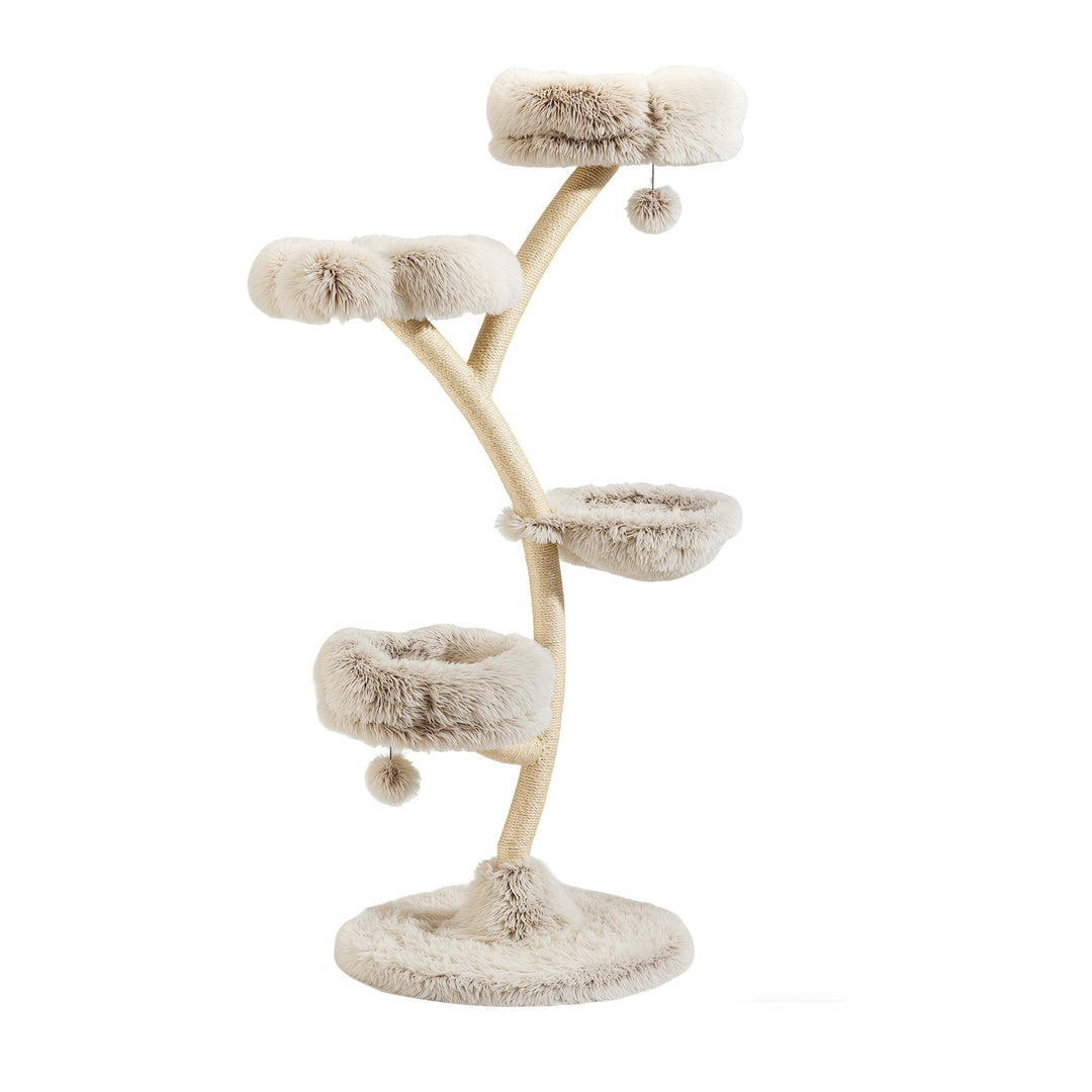 Fudajo Designer Kratzbaum 59 x 59 x 155 cm, Katzenkratzbaum mit Plüsch und Sisal, Kletterbaum für Ka