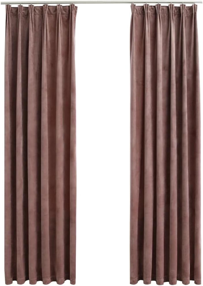 2 Stück Verdunkelungsvorhänge mit Haken 140x225 cm Samt Antik-Rosa Vorhang Blickdicht Gardine Curtai