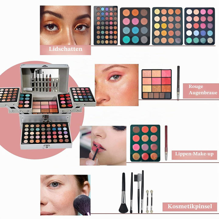 MKNZOME Schminkkasten Make-Up Set, Professionelles Kosmetische Schmink Set mit Lidschatten Lippenglo