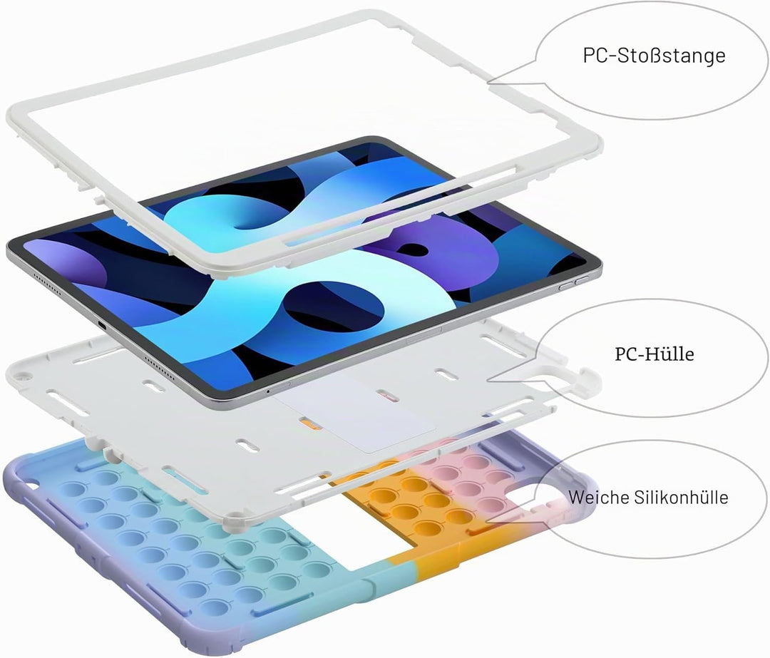 XZC iPad Pro 12.9 Hülle 2022 2021 2020 2018 Stossfeste Push Pop Fidget Hülle für iPad Pro 12.9 6th /