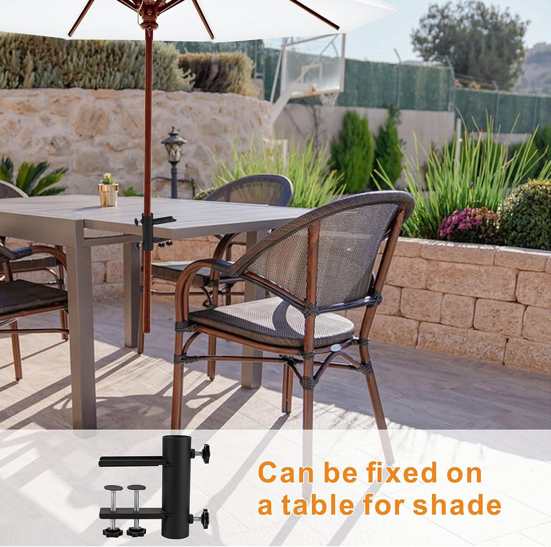 VANROUG Sonnenschirmständer für eckige Balkongeländer(15 mm - 63 mm), Schirmdurchmesser (23 mm - 38