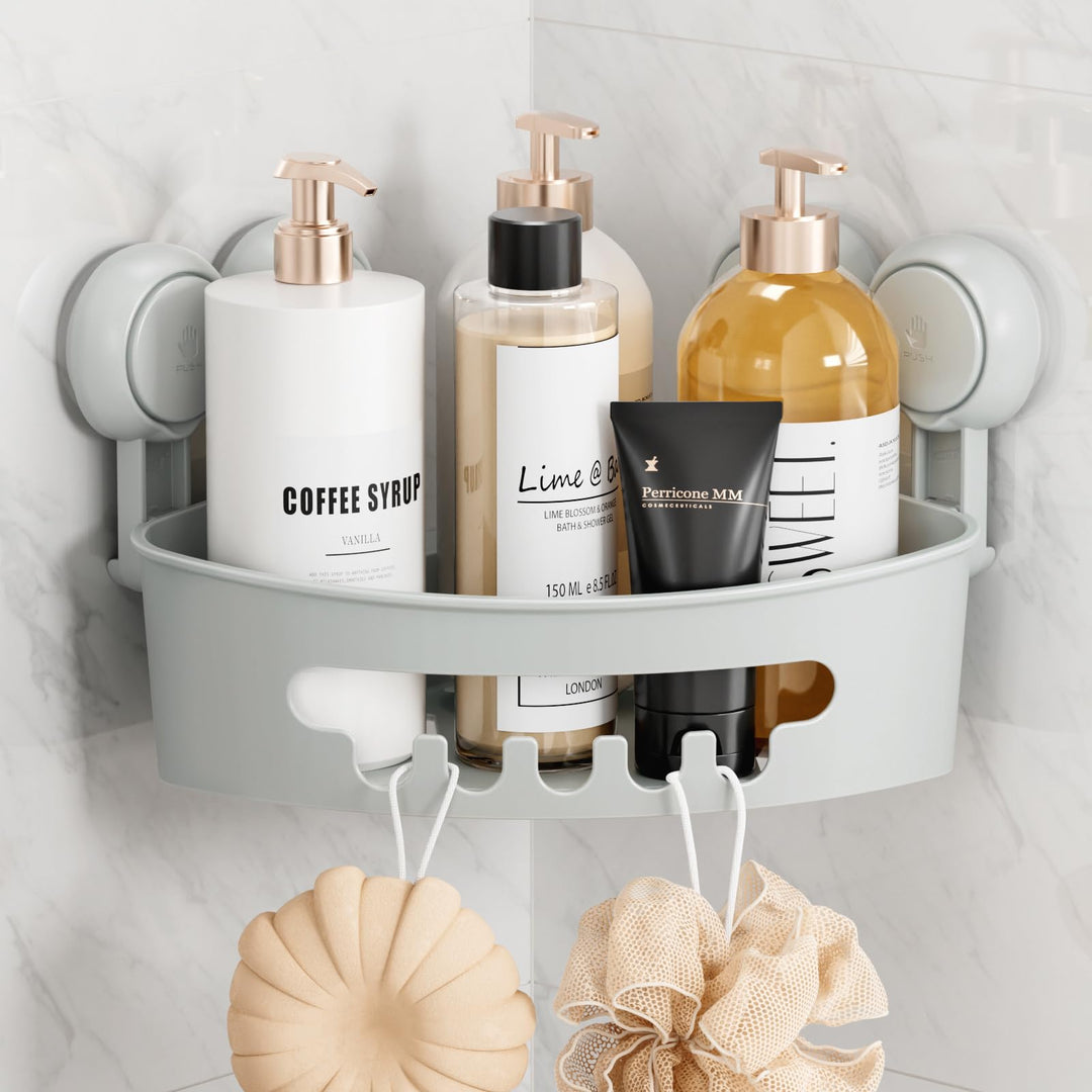 TAILI Duschablage Ohne Bohren Ecke Duschablage Saugnapf Dusche Organizer Grosse Kapazität Bad Organi