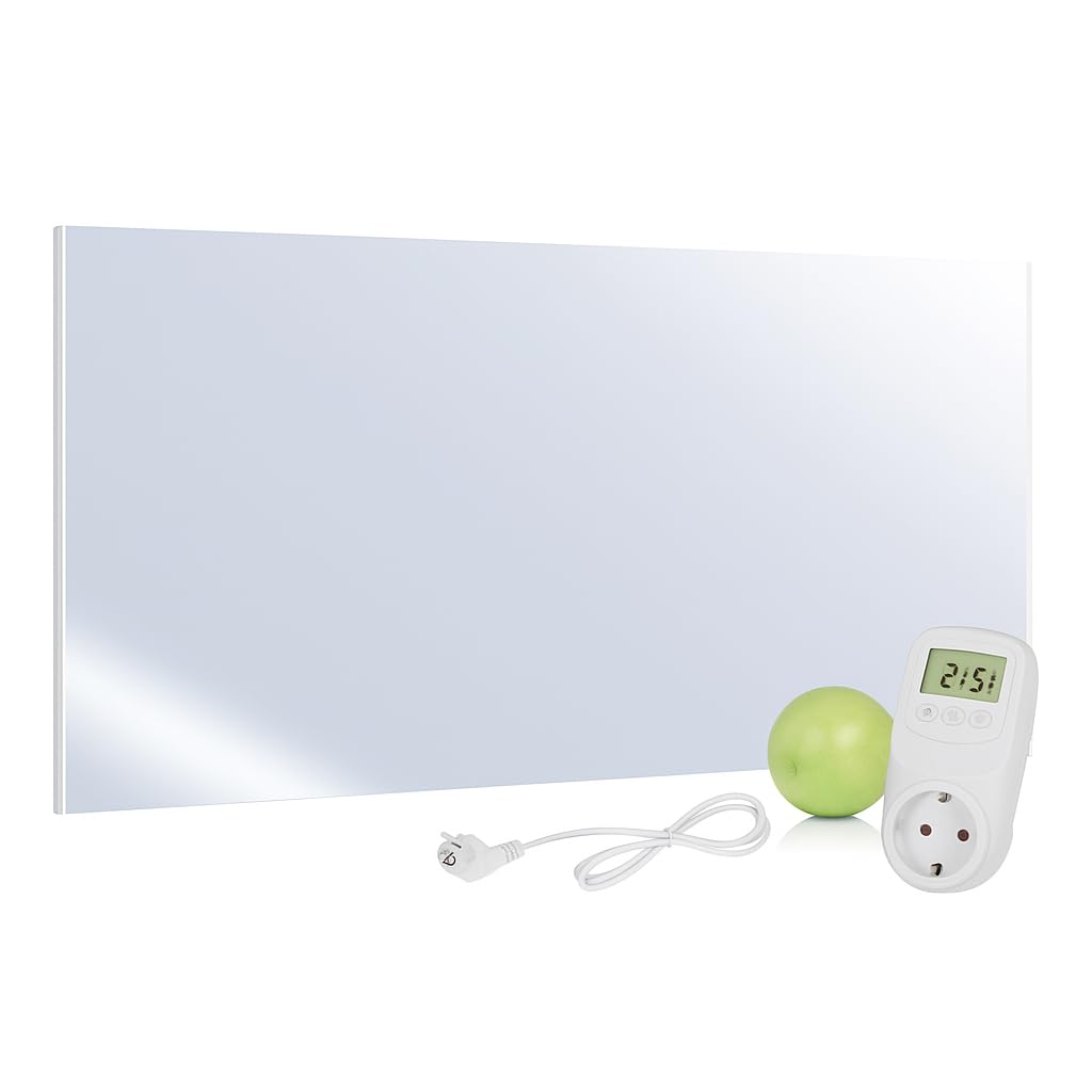 VIESTA® H700 Spiegel-Infrarotheizung 700 W mit Thermostat TH10 – Kompaktes Heizpaneel mit Carbon-Cry
