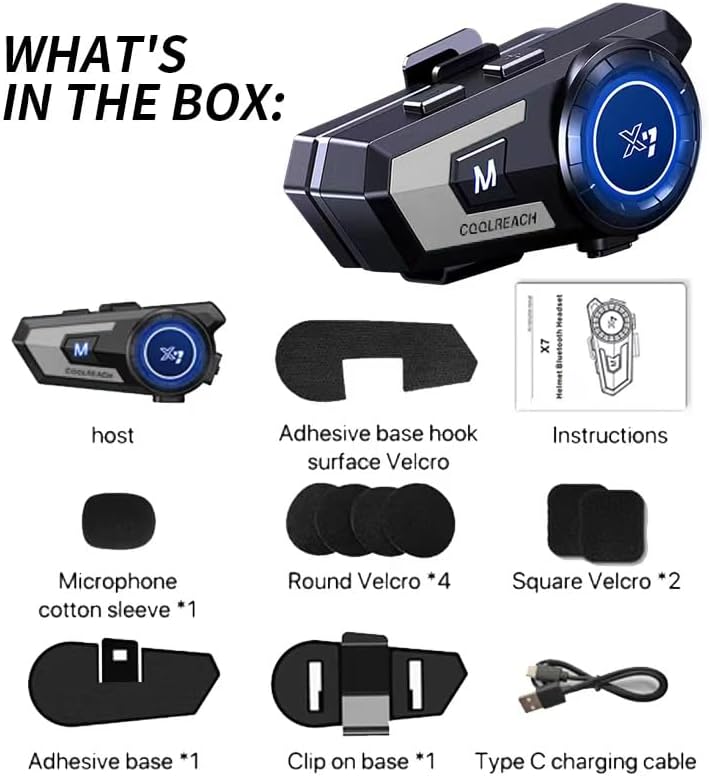 Motorradhelm Bluetooth Motorrad Helm Bluetooth Headset, Sking Kopfhörer Lautsprecher, CVC Geräuschun